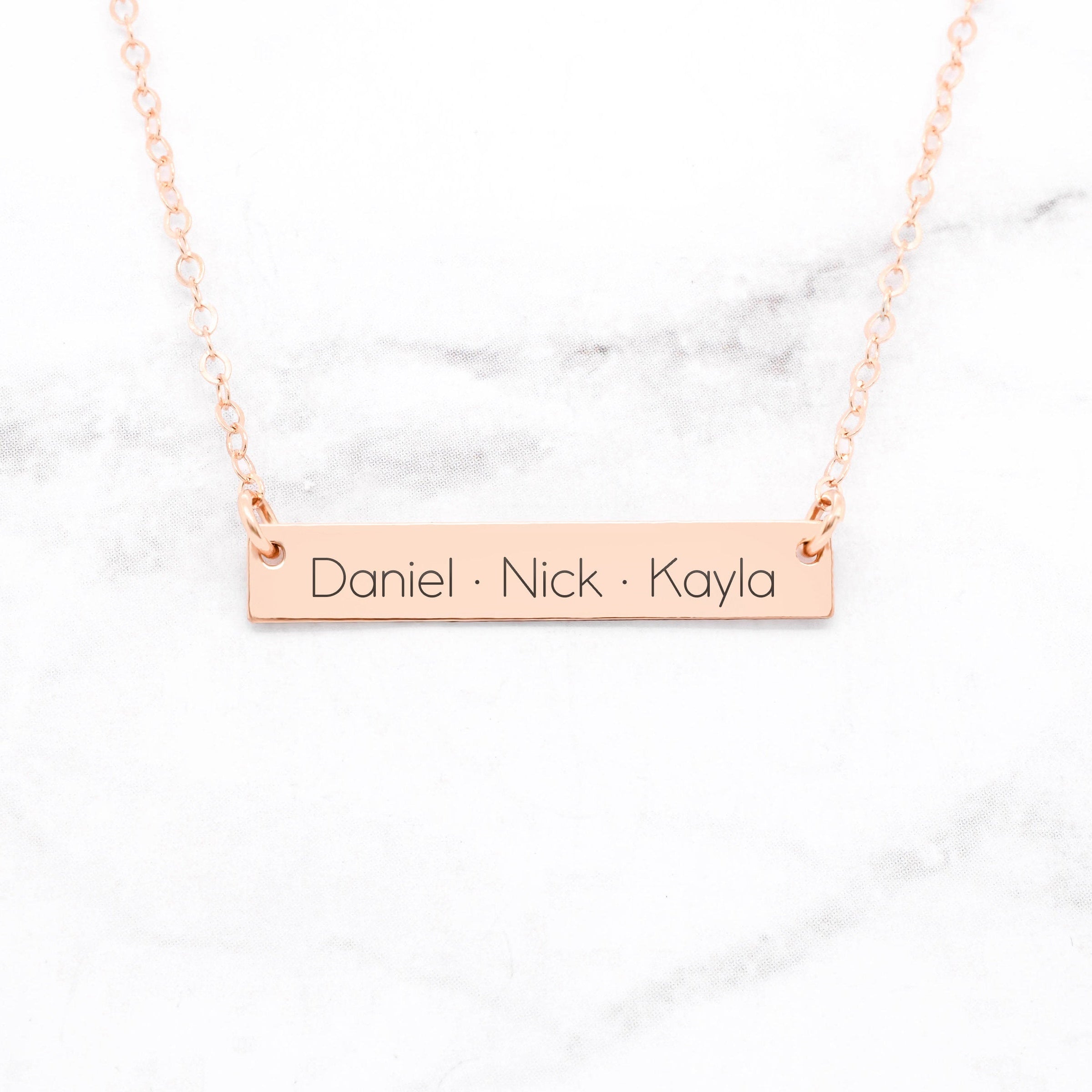 CustomNameBarNecklace-PersonalizedGiftForMomRoseGold