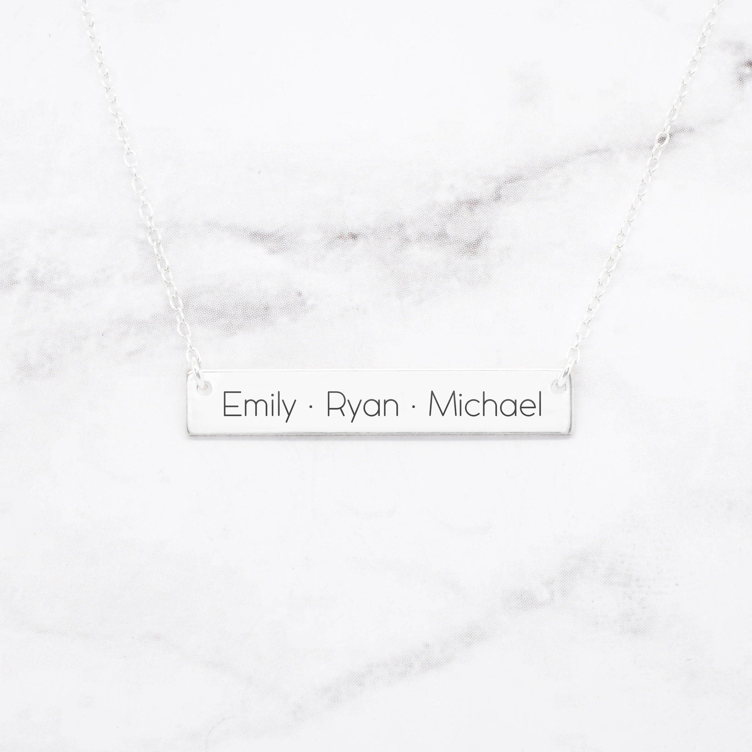 CustomNameBarNecklace-PersonalizedGiftForMomSilver